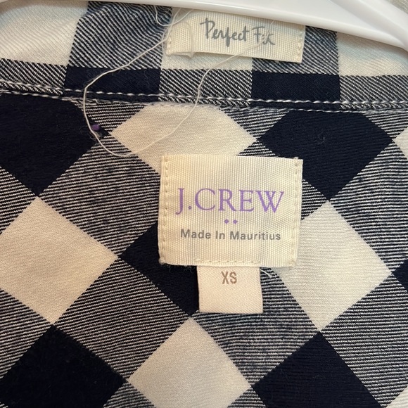 J. Crew blue & white checkered button up size XS - Picture 3 of 13